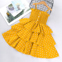 High Quality Knitted 100% Cotton Knee-Length Layered Dress Children Kids Apparel Girl Dress