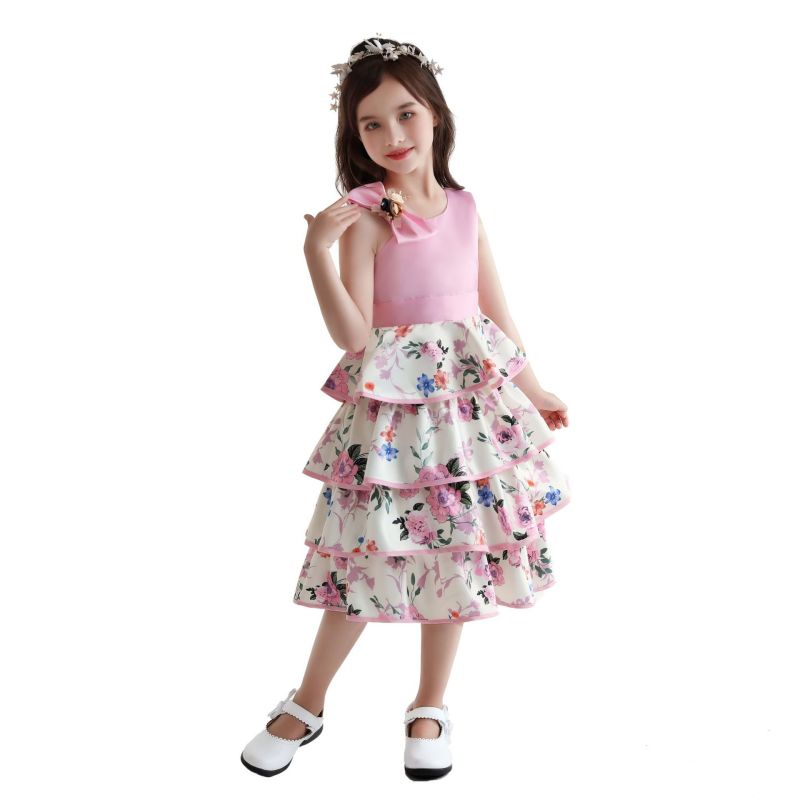 Hot Sale Baby Girls Dresses Wholesale Summer Children Clothing New Baby Girl Party Cotton Printed Princess Girls Dress