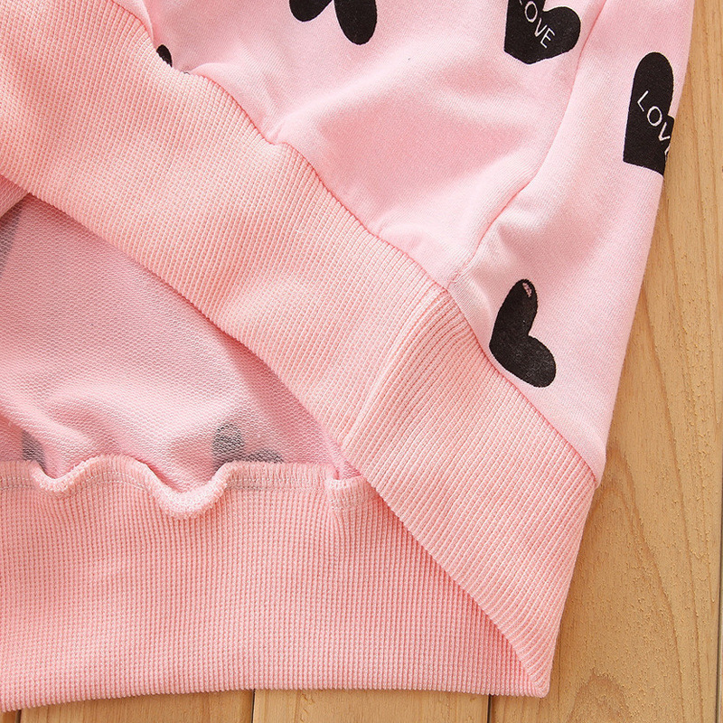 Conjunto de roupa infantil personalizado para meninas, composto por camiseta de manga comprida e leggings, 100% algodão.