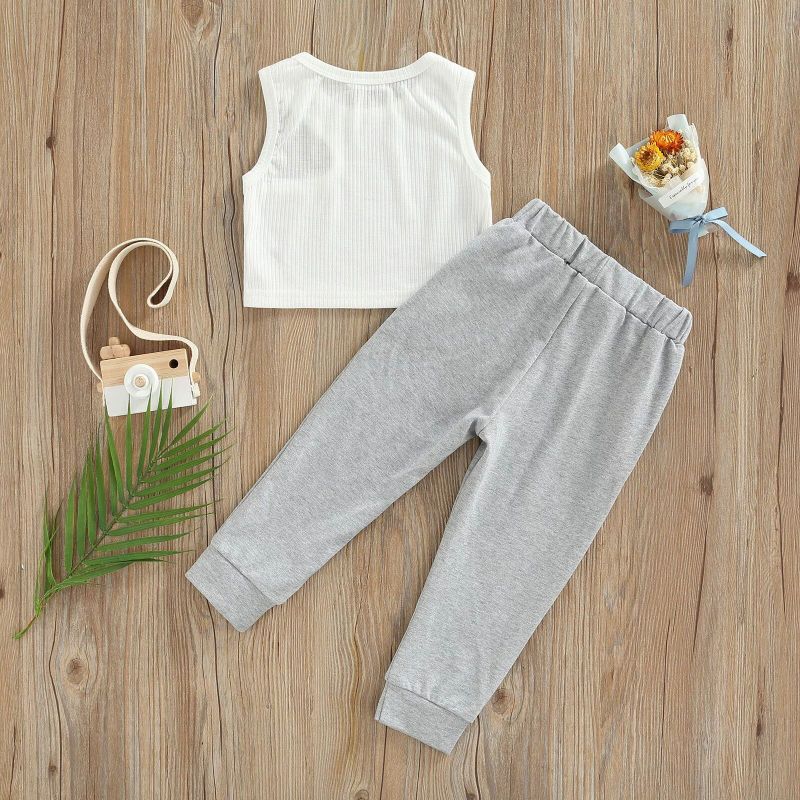Conyson Fashion Summer Kids Girls Clothing Set Sleeveless High Waist Top Long Pants Two Piece Children's Girl Tracksuits Suits