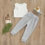 Conyson Fashion Summer Kids Girls Clothing Set Sleeveless High Waist Top Long Pants Two Piece Children's Girl Tracksuits Suits