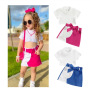 Conyson Fashion Little Girls Clothes Sets 2pcs Solid Short Sleeve Knit T Shirts+Color Matching High Waist Mini Skirt Kids Sets