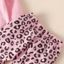 Casual Fashion Solid Color Letter Round Neck Girls Leopard Clothing Kids 3 Piece Little Girl Outfit Sets