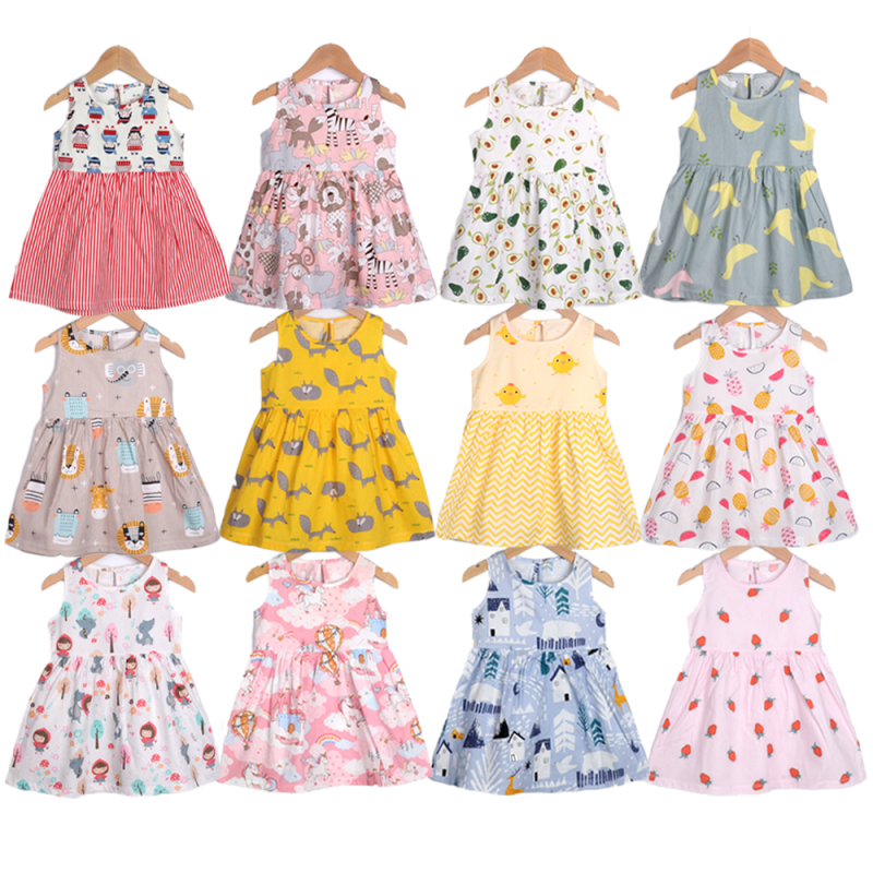 Pure Cotton Girls Skirt Baby Summer Little Girl Infant Baby Skirt Clothes Children'S One-Piece dress Sleeveless Baby Clothes