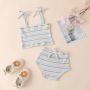 Conyson Hot Sale Ins Fashion Kids Clothes Outwear Summer New Rainbow Stripe Suspender +Shorts 2Pcs Baby Girls Clothing Set
