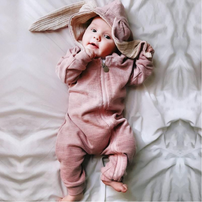 Long Sleeve Baby boys' rompers Newborn Baby Rabbit Romper Jumpsuit Wholesale Cotton hooded newborn baby winter clothes