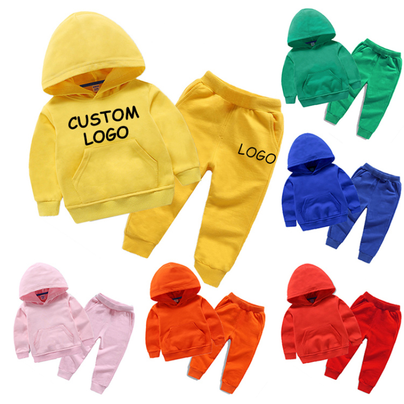 Conyson Boys Clothing Sets Custom LOGO Baby Girls Hoodies Jogging Outfits Fashion Children Hooded Tracksuit Kids Clothing Set