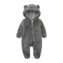 Conyson Stock Lot Solid Long Sleeve Children Clothing Vintage Zipper Outfit Hooded New Born Baby Boy Girl Winter Romper