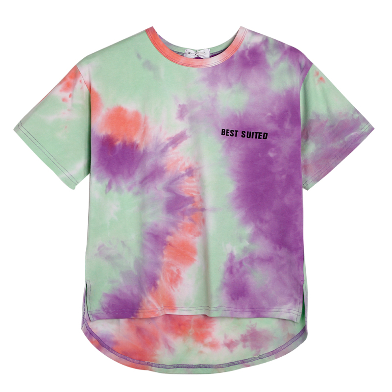 kids custom shirts children short sleeve tie dye gradual change letters boys baby cotton T-shirt summer fashion