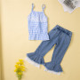 Conyson Bulk Baby Girl Summer Sets Two Piece Outfits Not Pattern High Waist Plaid Cotton Sun-top Baby Clothes Girl Kids Sets