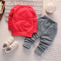 High Quality Autumn Long-sleeved Round Neck Trousers Suit Children Boy Clothes Pullover Suit