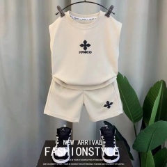 Conyson Wholesale Summer Baby Clothes Fashion Sleeveless Children Cartoon Printed Outfit Kids Clothing Boys' Two Piece Short Set