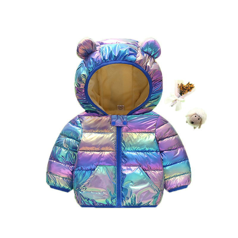 Conyson rts fashion New Design Girls Winter Hoodie tie-dye Children's Cute bear Ears Hooded clothing Girls Winter down jacket