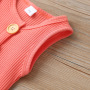 Conyson fashion hot sale ins boutique stripe Cotton Infant kid headband Sleeveless button one-piece Baby Summer Clothing Rompers
