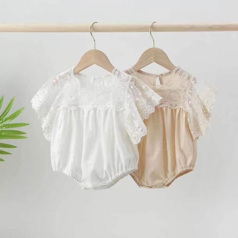 Conyson Infant Baby Summer Clothes Lace European Solid Style Toddler Clothes Flowers Princess Party Clothing Baby Girls Romper