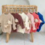Spring Cute Bear Pocket Toddler Girls Pullover Sweater Solid Color Custom Kids Knit Sweaters Kids Wholesale Sweater