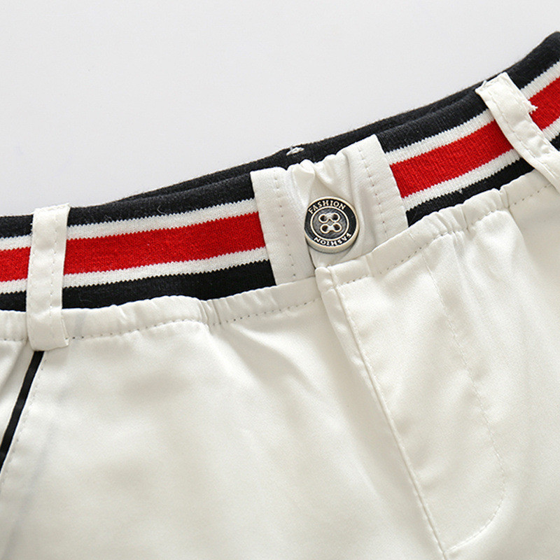 Children's gentleman summer clothes striped short sleeve tops + white shorts 2 pcs clothing sets for kids baby boys party suits