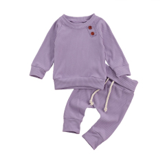 Winter Cotton Autumn Children's Suit New Children's Candy Color Clothing Knitted Button Long-sleeve Clothing Suit