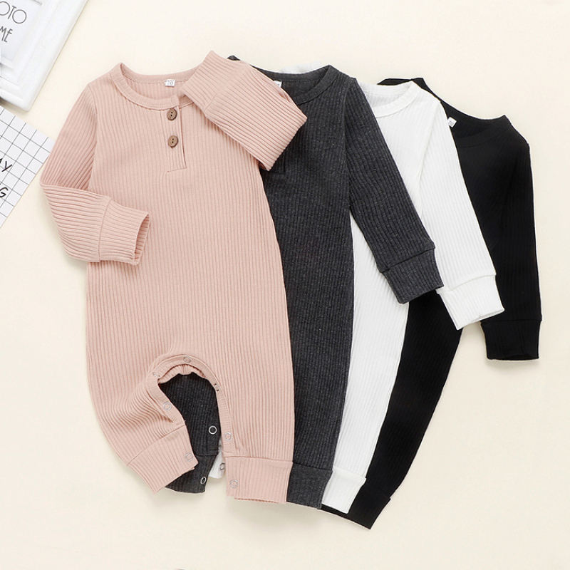 Hot Selling Autumn Organic Cotton Unisex Baby Romper Long Sleeve Baby Clothes Newborn Baby Romper Clothes
