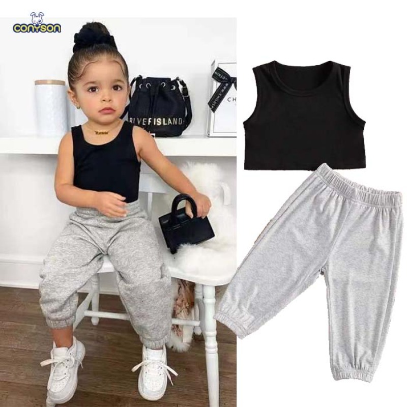 Conyson Summer Kids Baby Girls Cool Fashion Sleeveless Tops Vest Long Pants Outfits Kids Tracksuit Kid Clothing Toddler Sets