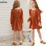 Conyson Wholesale New Kids Clothes Casual Minimalist Style Solid Linen Lace Summer Girls Clothing Ruffles Dot Little Girls Dress