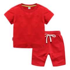 Conyson 2022 Summer Solid Color Cotton Shorts And T Shirt Kids Clothing Sets Custom Baby Boys Clothing Sets 4 To 12 Years Old