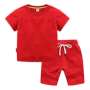 Conyson 2022 Summer Solid Color Cotton Shorts And T Shirt Kids Clothing Sets Custom Baby Boys Clothing Sets 4 To 12 Years Old
