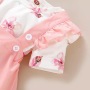 Conyson New Design Wholesale Summer Organic Cotton Short Sleeve Floral Patterns Cute Pink 3pcs Baby Girls Set