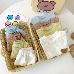 Conyson Wholesale New summer Newborn Unisex Baby Boy Girl Short Sleeve Cute Carton Cotton 2 Pieces Clothing Knitting Baby Sets