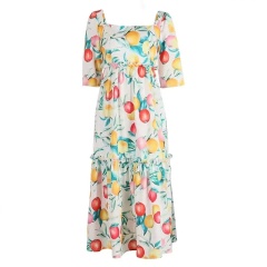 Conyson New Arrival Pastoral Style Spring Summer 100% Polyester Shirring Design Sweet Princess Dress New Parent-child Outfit