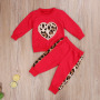 Conyson Valentine's Day Gift New Toddler Kid Baby Girl Winter Clothes Sets Long Sleeve Leopard Tops Long Pants Outfit Tracksuit