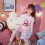 Wholesale Little Girl Cartoon Print Winter Knitted Korean Sleeping Pajama Set Kids