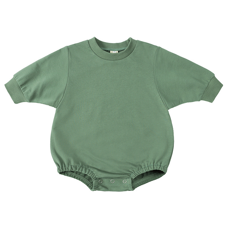Conyson Newborn Boutique Fluffy Long Sleeve Unisex Autumn French Terry Bodysuit Organic Cotton Sweatshirt Baby Rompers