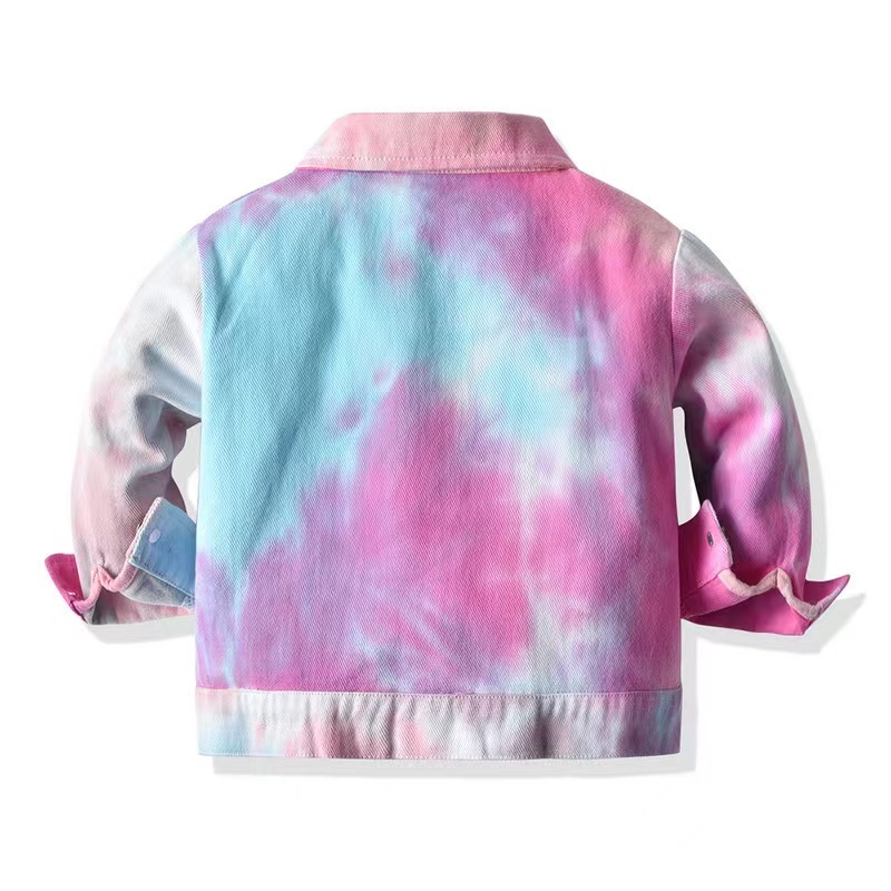 Conyson New Style Stock Lots Spring Summer Long Sleeve Fashionable Tie Dye Kids Boys And Girls Outdoor Shorts Denim Jacket