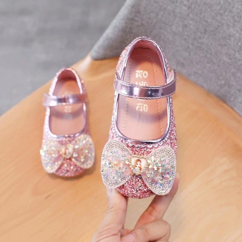 Conyson Fashionable New Arrival Spring Summer Comfortable Pu Hook & Loop Princess Bow Shoes Little Child Girl Low Heeled Sandals