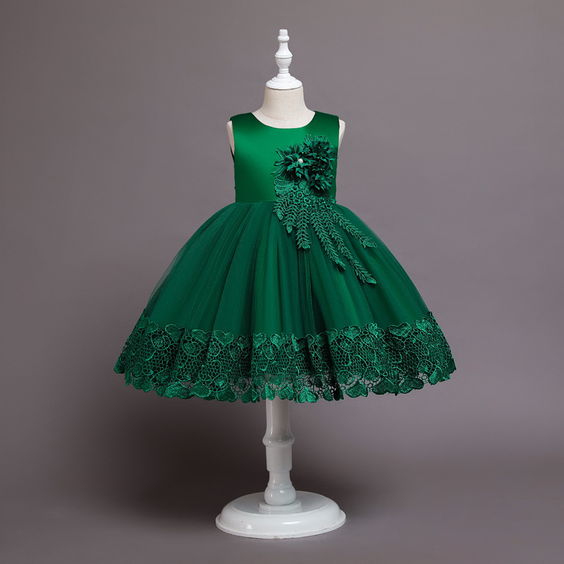 Conyson hot sale Girl Dresses baby Kids clothing Fancy Formal flower Party Long Gown birthday princess Party Girl full dress