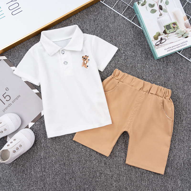 Conyson Summer Newborn Bulk Fashion Little Boy Clothing Suits 1-3 Years Blouse Shorts 2 Pieces Children's Boy Clothing Sets