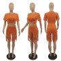 popular fashion summer logo Customized S-5XL women two pieces sport t-shirt tassels shorts suit clothing adult short clothes set