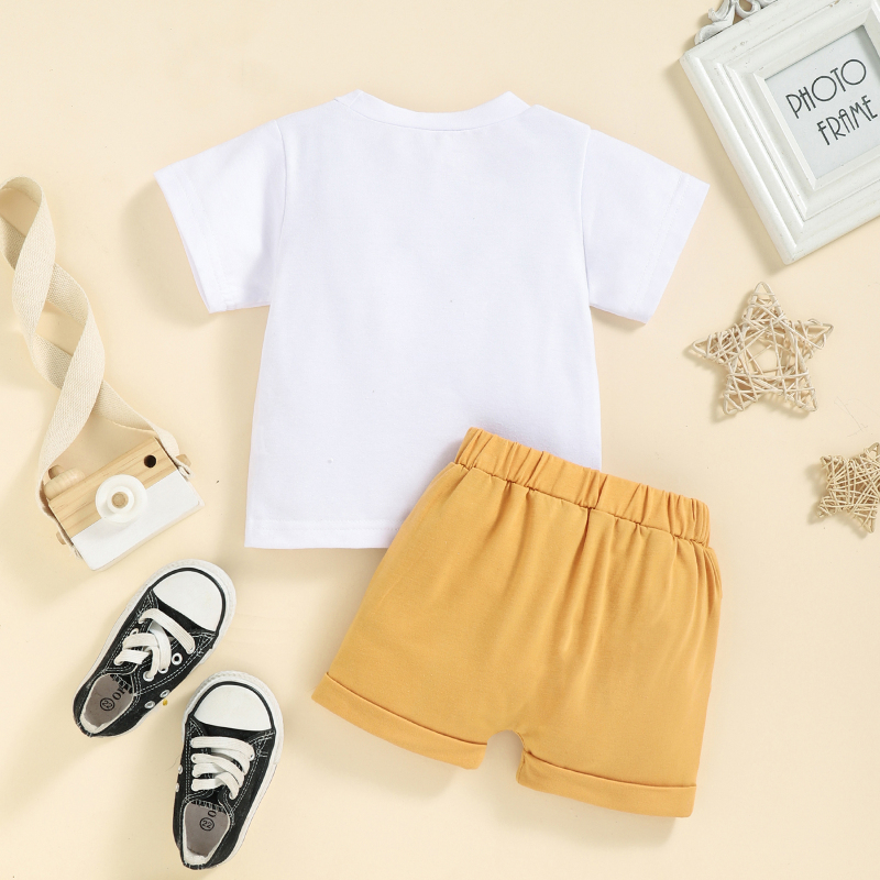 Conyson Summer Infant Baby Boys Clothes Sets Skateboard/ Letter Print Short Sleeve Tops+ Shorts Custom Kids Clothes Casual Suits