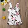 Conyson Wholesale Kids Clothes Summer Cute Baby Kids Girls Printed Floral Sleeveless Romper Ruffles Jumpsuit Outfits Clothes
