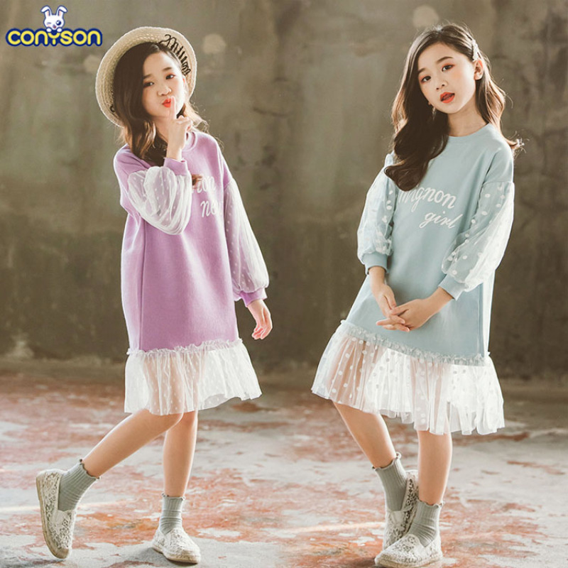 Conyson Spring and Autumn Korean New Style Child Girl Korean Style Girls Long Sleeve Sweater Princess Toddler Girl Clothes Dress