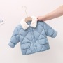 Loose Down Cotton Padded Jacket Baby Boy Girl Clothing Solid Color Diamond Plaid Fleecy Wool Collar Coat