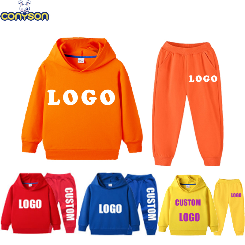 Conyson Custom logo Made Outdoor hot sale toddler jogger suit Baby Kid cotton designers hoodie clothes Tracksuit Sweatsuit Sets