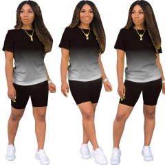 Wholesale Custom Logo Jogger Tracksuit Workout Digital printing Summer Women 2 Pieces Gym Yoga Matching Shorts Fitness Lady Set