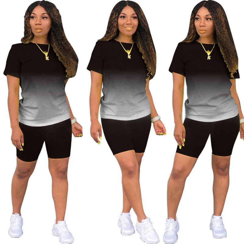 Wholesale Custom Logo Jogger Tracksuit Workout Digital printing Summer Women 2 Pieces Gym Yoga Matching Shorts Fitness Lady Set