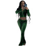 Wholesale Sweatsuit Sexy Crop Top Slim Long Sleeve Zipper Plus Size Street Two-piece Korean Cashmere Solid Color Women's Set