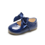 Conyson hot sale fashion spring size 15-30 child slip on Leather PU shoes rubber bottom baby girl princess bowknot dance shoes