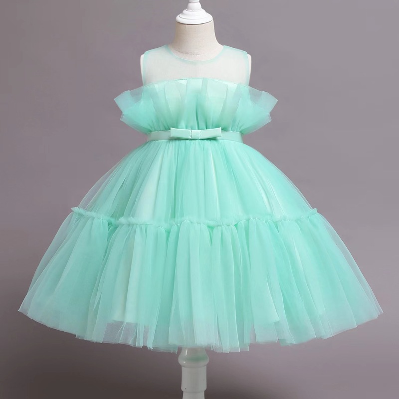 Conyson Wholesale Mesh Children Girls Formal Evening Dress Ball Gown Kid Girls Princess Party Fancy Tutu Dresses