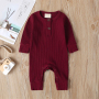 High Quality NewBorn Baby Bodysuit Clothes Ribbed Cotton Button Knitted Long Sleeve Baby Knit Romper