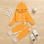 Conyson Baby Girls Sportswear Spell Color Long Sleeve Pullover Hood Crop Tops Mesh Desgin Long Pants Jogging Tracksuit Outfit
